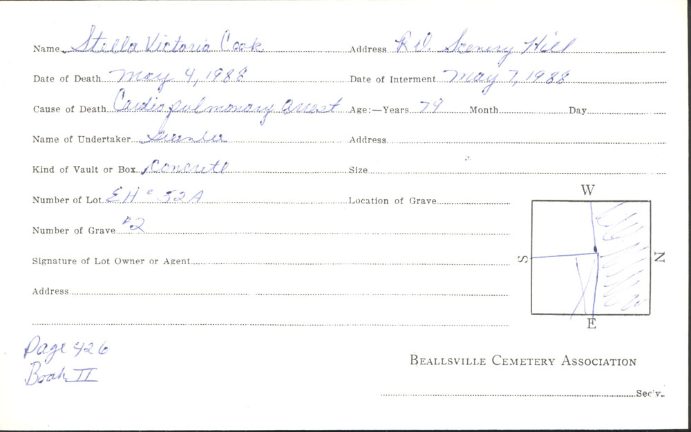 burial card